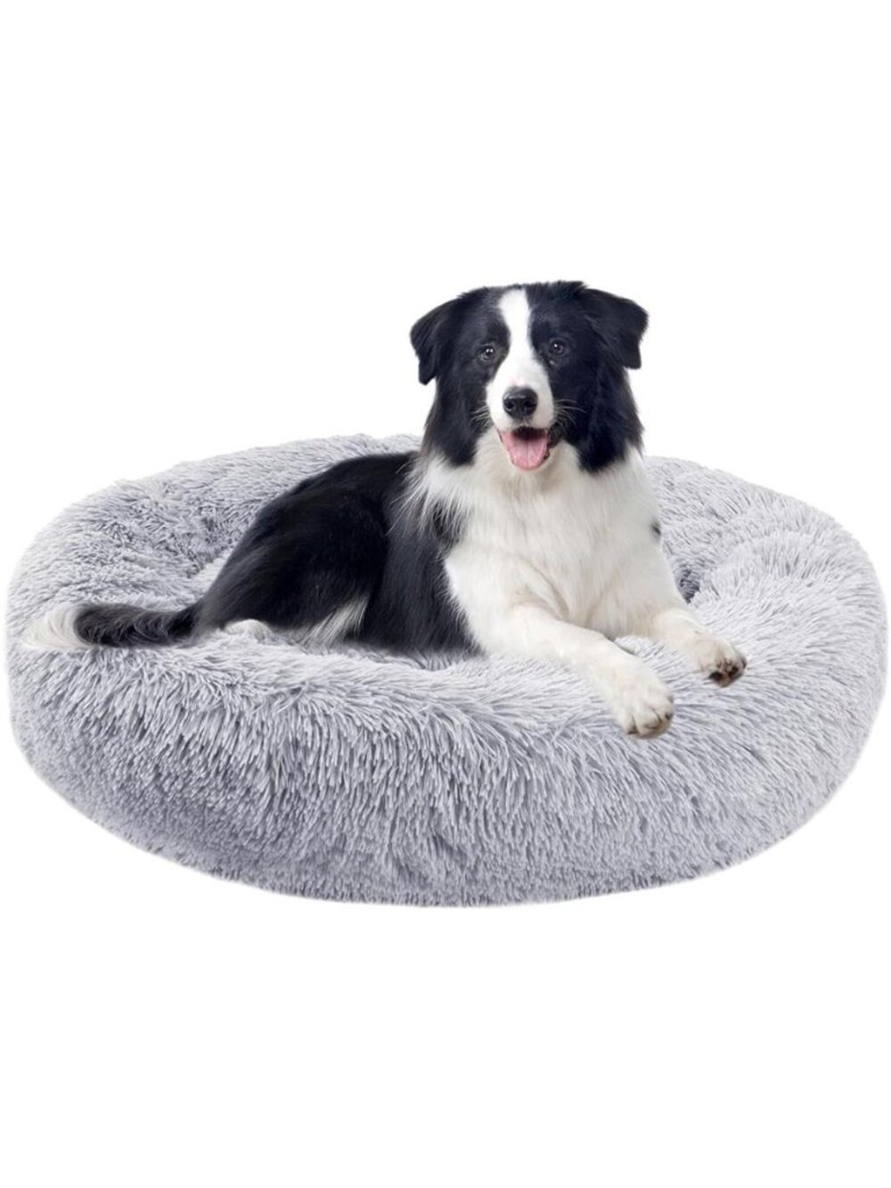Calming Donut Dog Bed Anti-Anxiety Self Warming Cozy Soft Plush Round 30x30x8